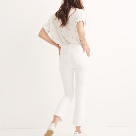 Madewell Cali Demi-Boot Jean Pure White Raw-Hem Distressed Stretch Denim 26 - Picture 6 of 15
